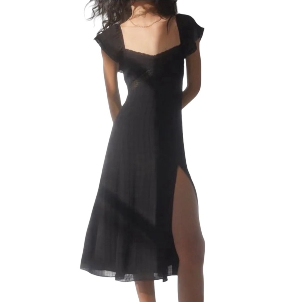 Wilfred Black Midi Dress with Side Slit